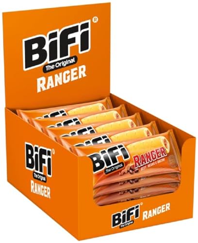 BiFi Ranger - 20er Pack (20 x 60g) – Wurstsnack mit Bohnen und Bacon in einem Teig - Original Salami-Snack to Go - für Unterwegs, im Büro oder beim Sport - Rind- und Schweinefleisch