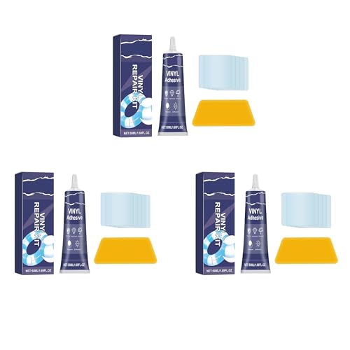 Pool Aufblasbares 50ML Reparaturset mit 5 Patch, Transparent Luftmatratze Reparaturset, Pool Flickzeug für PVC/PU Aufblasbare Kajaks, Kanus, Oberirdische Schwimmbäder (50ML,3 Pack)