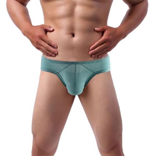 WKAYsIV Gay Outfit Gestreiften Tanga Männer Low Rise Sport Sexy T Hosen Standard Doppel Butyl String Badeanzug (Green, M)