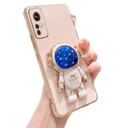 Miagon Blau Galaxie Astronaut Ständer Hülle für Xiaomi Redmi Note 12S,Cute Mädchen Dünn Galvanisierte Schutzhülle Weiches Case Bumper mit Astronaut Halter Kickständer