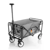 BigDean kompakter Bollerwagen faltbar grau bis 80kg belastbar – Kleiner Bollerwagen platzsparend zusammenklappbar für Ausflüge, Camping & Einkäufe