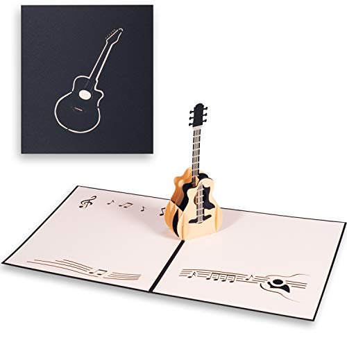 3D Pop-Up Karte Geburtstag mit Umschlag,Gitarre Geburtstagskarte,Glückwunschkarte,Abschlusskarte,Ermutigungskarte für Kinder,Absolventen,Gitarrenliebhaber,Musikfans