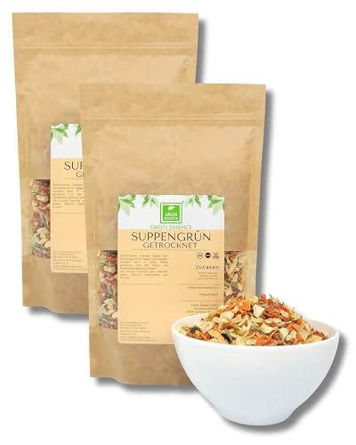 Suppengrün 1kg (2 * 500g) von der Grünen Essenz - getocknet ohne salz - Suppenkräuter - Suppengewürz - Gemüsemischung