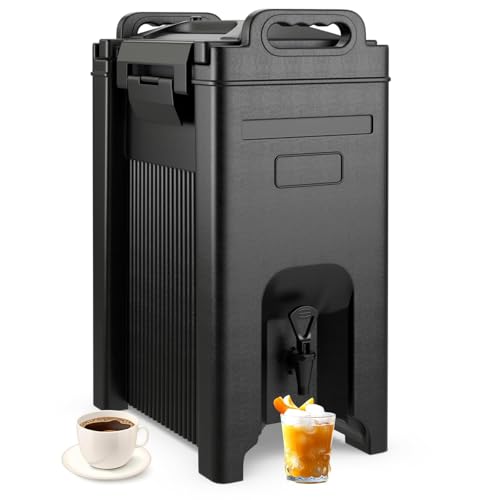 GOPLUS 19L Thermogetränkebehälter aus LLDPE, isolierter Getränkeserver für kalte & heiße Getränke, tragbarer Getränkespender mit Zapfhahn & Handgriff, für Kaffee Saft Wasser Tee, Schwarz