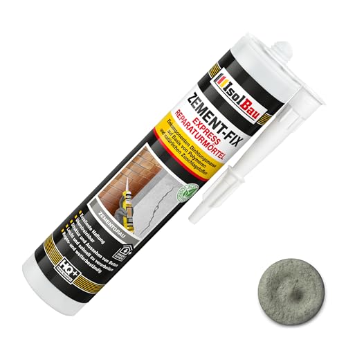 Isolbau Zement-Fix 1 x 300 ml Zementgrau Express Reperaturmörtel - Dichtungsmasse für Fugen & Risse im Innen- & Außenbereich, Kartusche