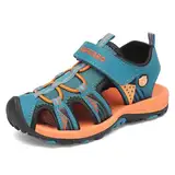 SAGUARO Jungen Sandalen mit Geschlossene Zehe Mädchen Sommer Trekkingsandalen Atmungsaktiv Rutschfest Kinder Sanldalen für Outdoor Sport Cyan 27 EU