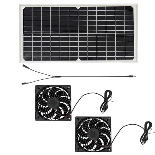 Energize Your Space 20 W solarbetriebenes Belüftungsset mit verstellbaren Doppelventilatoren