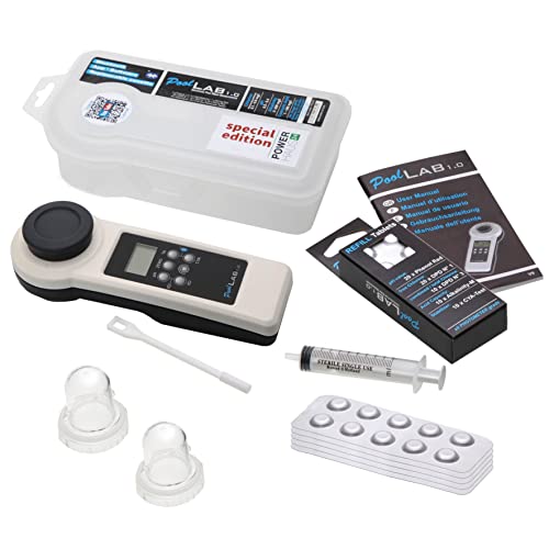 POWERHAUS24 Special Edition: 13 in 1 PoolLAB® 1.0 elektronischer Wassertester mit 70 Testtabletten inkl. Ersatzküvette