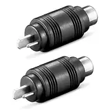 2X DIN Lautsprecherstecker auf Cinch-Buchse | Gerade | Boxen Audio Adapter Kabelanschluss Lautsprecher Chinch Buchse Kupplung | Schwarz | 2 Stück