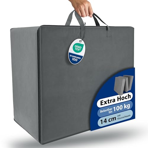 Beautissu Große Aufbewahrungstasche für Bettdecken, Kopfkissen, Klappmatratze 210 Liter – 65x75x42 cm – Bettzeug Aufbewahrungstasche Gartenauflagen Kleideraufbewahrung – Robuste Tragetasche Grau