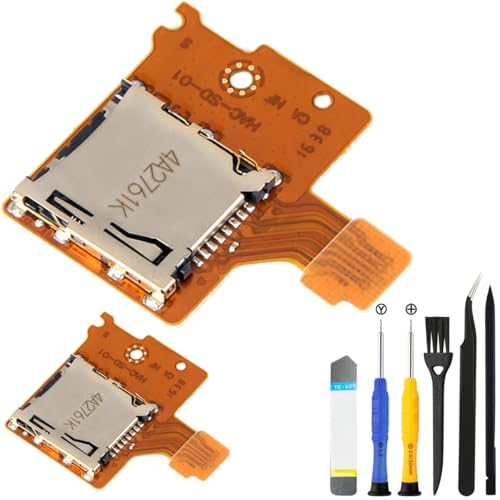 ZHUROUPU 2pcs Micro SD TF-Kartenschlitz-Ersatz-Reparaturteil für Nintendo Switch, Socket Reader Board Memory Card Slot für NS HAC-SD-01-Konsole inkl. Eröffnungswerkzeug Kit