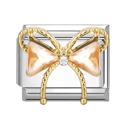 Hoomall Italian Style Charms Edelstahl Module DIY Charm 9mm Silber Italienische Armband Zubehör Italian Charm Bracelet Nomination Glieder 3D Lebendig Muster Individuelle Geschenk (Schleife)