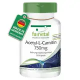 Fairvital | Acetyl-L-Carnitin hochdosiert - 750mg - HOCHDOSIERT - VEGAN - 120 Kapseln