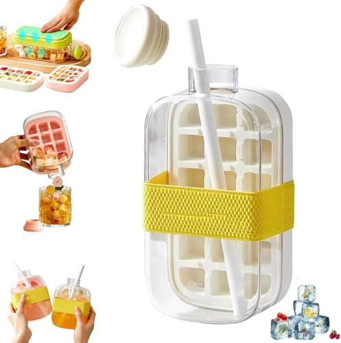 Ice Bottle Cup,eiswürfel Flasche,Ice Cube Bottle,Eiswürfelbehälter Mit Deckel Und Behälter,Ice Cube Bottle,eiswürfelflasche Mit Deckel,2 In 1 Ice Cube Tray,Water Bottle with Lid and Container