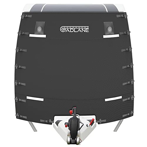 GADLANE Wohnwagen Abdeckung - Vollständige Wohnwagen Frontabdeckung mit hoher Sichtbarkeit LED-Leuchten und reflektierenden Streifen, wasserdichte Wohnwagen Schutzhülle (Schwarz)