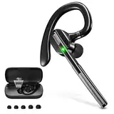 Pollway Bluetooth Headset, Freisprechanlage Bluetooth Ohr mit Mikrofon Mute-Funktion LED CVC8.0, 70 Std Spielzeit mit Ladecase, In Ear Kabellos Headset für Autofahren Büro Business