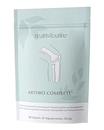 Health Routine Arthro Complete | Unterstützung eines gesunden Bewegungsapparates | Nahrungsergänzungsmittel mit Curcumin, Boswelliasäure & Glucosamin + Chondroitin | 180 Kapseln