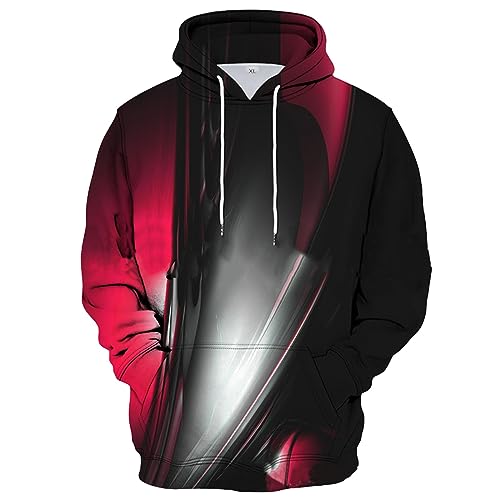 Funktionsshirt Herren Pullover & Strickjacken Für Herren Kapuzenpullover Für Herren Y2k Zip Up Hoodie Herren Pullover T-Shirts Für Herren Langarmshirt Herren Strickjacke Tshirt Herren（3-Red,L）