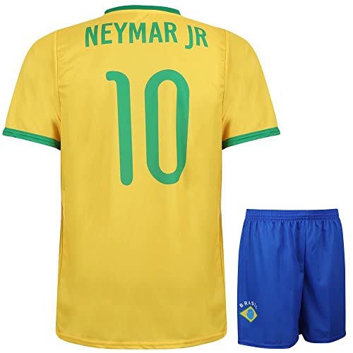 Brasilien Trikot Set Neymar Heim - Kinder und Erwachsene - Jungen - Fußball Trikot - Fussball Geschenke - Sport t Shirt - Sportbekleidung - Größe 140