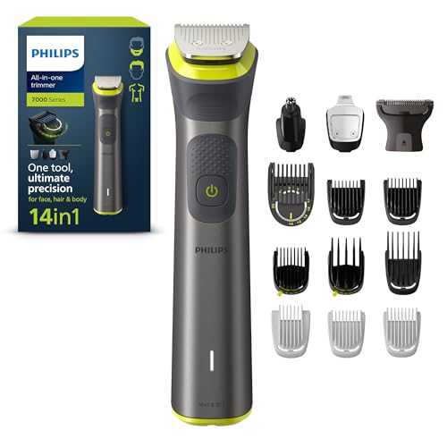 Philips Multigroom Series 7000, All-in-One-Trimmer, 14-in-1 Barttrimmer und Haarschneider für Gesicht, Kopf und Körper - ein Tool mit 21 Längeneinstellungen (0,5–16 mm) (Modell MG7930/15)