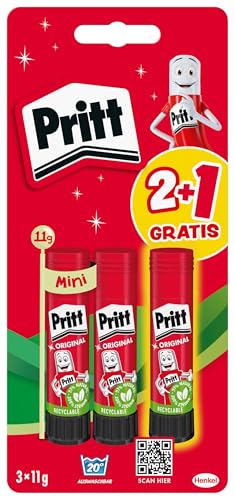 Pritt Klebestift "Alles steht Kopf 2", Set mit 3 x 11g Klebestiften und Tattoos, sicherer und kinderfreundlicher Kleber für Kunst und Bastelarbeiten, starker Klebstoff für die Schule, 9H PGS5B