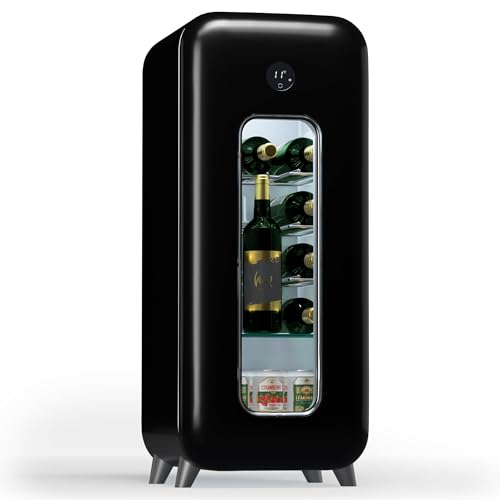 Klarstein Freistehender Weinkühlschrank 1 Zone, Getränkekühlschrank Klein, Kleiner Weinschrank, Wein-Kühlschrank Klein mit Glastür, Indoor/Outdoor Flaschenkühlschrank, Wine Fridge, 15 Flaschen