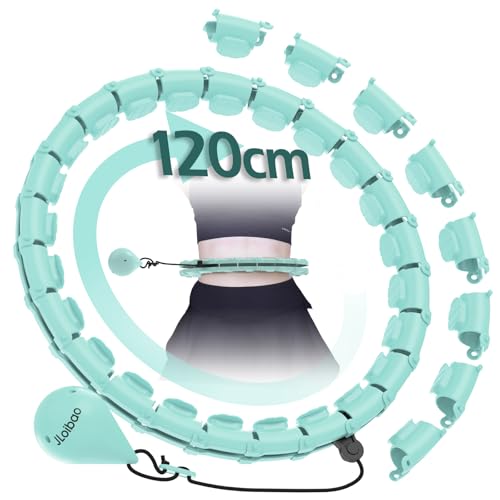 JLoibao Smart Hula Hoop Reifen Erwachsene Zum Abnehmen, 24-Stufiger Infinity Hula-Hoop (74-120cm) Mit Gewich Kugel, Einstellbar Fitness Leise Abnehmen Ausrüstung, für Anfänger und Kinder