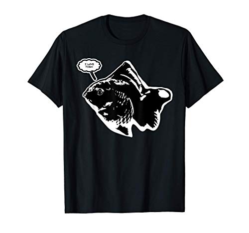 Lustiges Fisch-Design-T-Shirt ICH LIEBE FISCH auf Schwarz T-Shirt