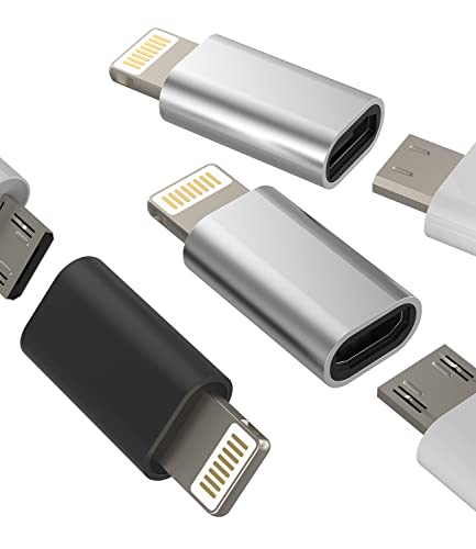 Micro USB Mutter auf Lightning Männlich Adapter Stecker(3pack)Android to Iphone Klinke Ladekabel Set Charger Kabel Netzteil Ladegerät Zubehör für 14 13 12 11 Pro Max Mini 7 8 Plus X Xs Xr Se Ipad