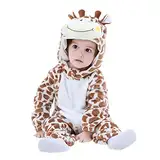 Doladola Unisex Baby Frühling Herbst Tier Strampler Baby Jungen Mädchen Flanell Ein Stück Pyjama(24-30 Monate,Giraffe)