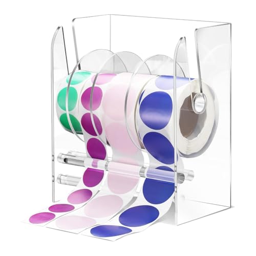 Bamberg Verstellbarer Etikettenspender, Acryl-Aufkleberrollenspender, Aufkleberrollenhalter, Transparente Etikettenhalter, Aufkleberhalter, 4 Scheiben