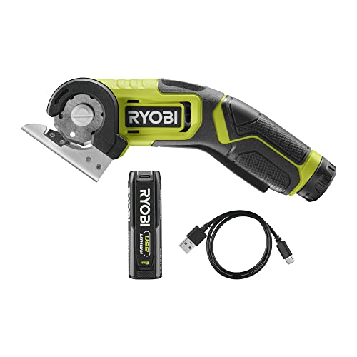 RYOBI 4V Akku-Universalschere RCT4-120G (Schnittkapazität von 6,4 mm, Drehzahl von 270 U/min, inkl. 1 x 4 V 2,0 Ah Akku und USB-C Ladekabel)