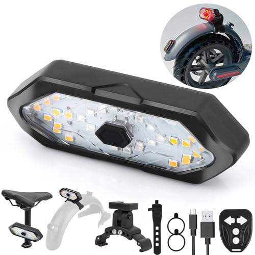 FXINRUIA E Scooter Blinker/Rücklicht,LED Scooter Blinker usb-aufladung mit Fernbedienung Kompatibel mit Xiaomi M365/Pro2/1S Serie E Scooter Rücklicht Einstellbare Richtung Scooter Zubehör