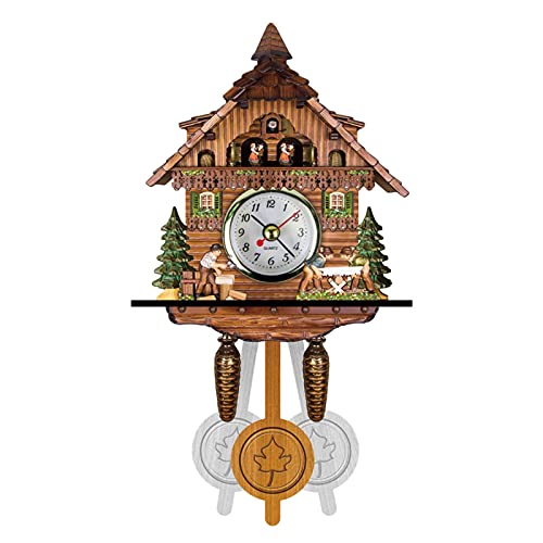 Schwarzwälder Kuckucksuhr aus Echtholz mit BatterieBetriebenem Quarzwerk mit Kuckuckruf und Musikspielwerk Traditionelle Schwarze Wald-Hölzerne Kuckucksuhr Handgefertigte Wanduhr für Familien, Kinder