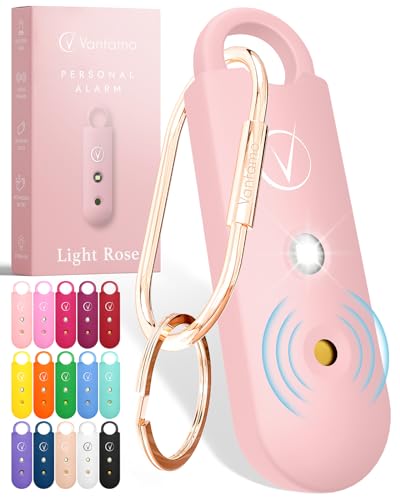 Vantamo Taschenalarm Extra Laut 130dB Mit 2 Lautsprechern Für Selbstverteidigung Frauen, Hell Taschenlampe & Batteriewarnung, Alarm Für Frauen Unterwegs Mit Schlüsselanhänger