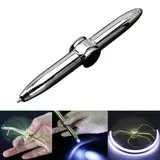 EIRZNGXQ Spinning Pen, Fidget Spinner Pen mit LED-Licht, Schreibwerkzeug Praktischer Fidget Pen Beleuchtete Spitze Stift Kugelschreiber für Beleuchtung zum Schreiben im Dunkeln, Silberfarben