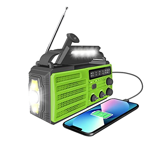 Solar Kurbelradio Notfall Outdoor Radio mit AM/FM 8000Mah Hand kurbel Notfall Radio Taschenlampen Bewegungssensor Leseleuchte USB Handy-Lader, SOS Emergency für Camping Blackout Survival Ausrüstung