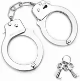 Handschellen für Kinder, Spielzeug Handschellen aus Metall mit Schlüssel Handschellen Zubehör für Polizeispiele Party Requisiten Polizei Spiel Handcuffs für Kinder(Silber)