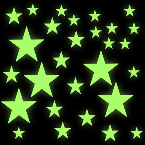 27 Stück Leuchtsterne Wandsticker 3 Größen Leuchtsterne Selbstklebend Sternenhimmel Wandsticker Leuchtende Stern Aufkleber für Wände und Decken Deko