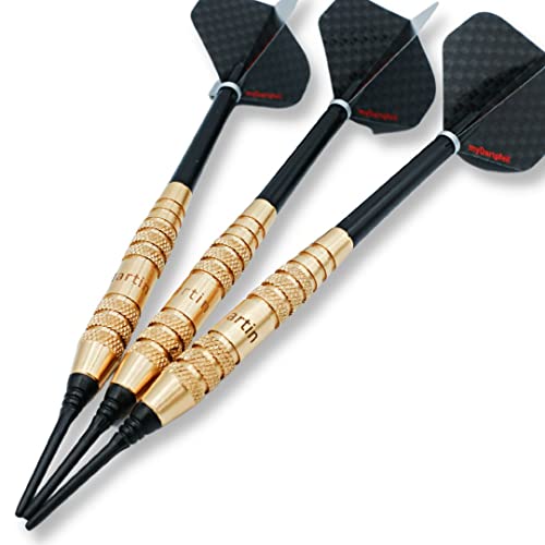Personalisierte Dartpfeile mit Gravur zum selbst gestalten | Soft Dartpfeile mit Kunststoffspitze, Schäften und Darts Flights für Dartscheibe | 18g Dart-Set personalisiert mit Namen als Dart Geschenk
