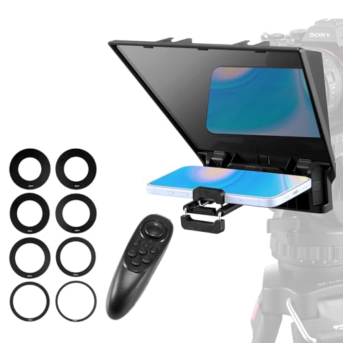 VEVOR Teleprompter, 22,35 cm Alu, Desktop-Prompter mit einstellbarem Spektroskop, Fernbedienung, für YouTube, Twitch, Zoom, unterstützt DSLR/Webcam/Smartphone, für Videoaufzeichnung/Live-Streaming