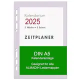 A5 Kalendereinlage 2025 (deutsch) 1 Woche auf 2 Seiten - A5 Kalender Einlagen 6 loch Organizer Terminplaner Ersatz Wochen Kalendarium Zeitplaner Jahresplan Time-Planer Work 4 sprachig (A5 Kalender)