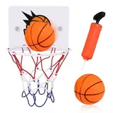 Mini Basketballkorb Badezimmer Basketballkorb Kinder Mini Basketballkorb Set mit 2 Basketballs,Wandmontierter Indoor-Basketballkorb mit Saugnapf,Mini-Basketball und Pumpenset für Indoor-Sportspiele