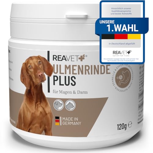 ReaVET USA Ulmenrinde Plus stark schleimend ohne Aufkochen für Hunde & Katzen 120g – Naturrein in Premiumqualität, Verdauung, Darmflora, Darmsanierung, Slippery Elm Bark