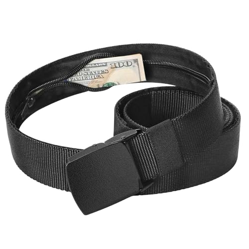 Ksvaye 120cm Geldgürtel Herren Damen Gürtel mit Geheimfach,Nylon Reise-Gürtel mit Geheimfach,Security Belt Geldgürtel,Money Belt,Bargeldschutz,Diebstahlschutz,Geldbörse,für Reise,Dienstreise,Joggen
