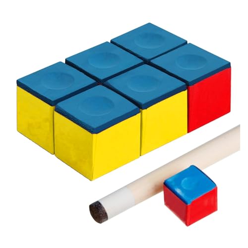 MaNeaz 6 Stück Billard Zubehör Billard Kreide Snooker-Kreide Rutschfeste Pool Queue Kreide, Billard Kreide Billard Kreide Zubehör Für Home,Turniere,Spiele(Trocken*3+Ölig*3)