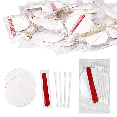 HQSLsund 100 Stück Hotel-Kosmetik-Set einzeln verpackt, Bulk Hotel Amenities Kit, Hotel Gastgewerbe Set, Hygiene-Produkte enthalten kosmetische Wattepads, Wattestäbchen, Nagelfeile (Papierstäbchen)