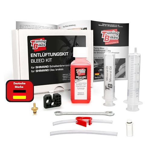 Tuning Bikes Entlüftungskit für Shimano Scheibenbremsen – Komplettes Set inkl. Bremsöl, Anleitung & Bleedblock für effektive Fahrradbremsen
