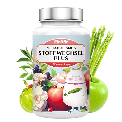 Stoffwechsel Komplex Hochdosierter 10 in1mit Grüner Tee L-Carnitin, Garcinia Cambogia, wilder indischer Spargel Coleusbalsam Apfelessig Cholin Chrom, Vitamin B6 120 vegetarische Metabolismus-Kapseln