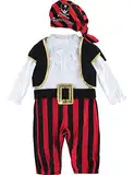 MOMBEBE COSLAND Baby Pirat Kostüm Junge Halloween Outfit, Schwarz, 18-24 Monate, 95